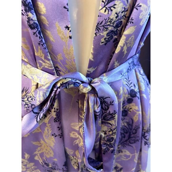 Delicates belt robe medium m purple gold lace sleeves - Picture 3 of 7